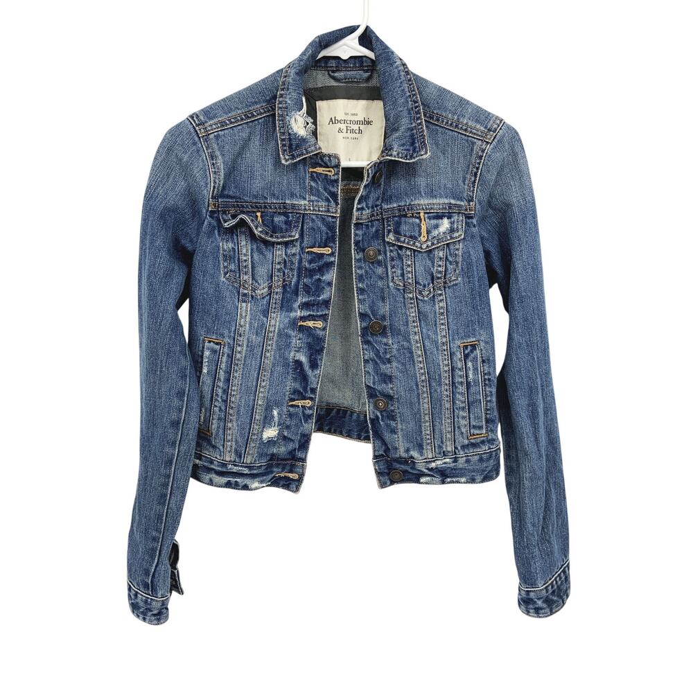 Abercrombie & Fitch Denim Cropped Lined Jacket with Pockets Size S
